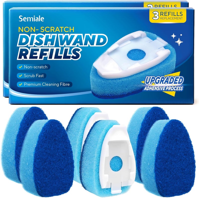 Semiale Dishwand Sponge Refills, Non Scratch Refill Pads for Soap Dispenser Handle, Heavy Duty Replacement Dot Heads for Dishwashing Wand, Dish Brush, Scrubber, Kitchen Sink, Tile, Pot, Pan,Glassware - Image 1